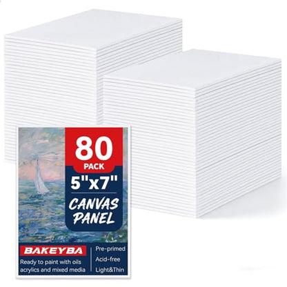 80 Pack 5x7 Inch Canvas Boards Small Canvas Panels for Kids Painting - size: 5"x7"- 80pcs