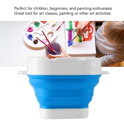 Paint Brush Washer,Collapsible Portable Silicone Paint Brush Washing Bucket Painting Brush Cleaning Water Cup Paint Brush Basin Cleaner for Acrylic Watercolor Painting (Blue) - color: Blue