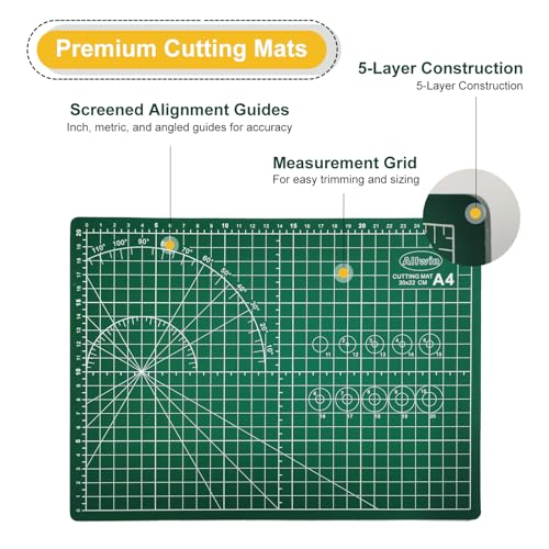 A4 Self Healing Cutting Mat - Double Sided Craft Mat with Grid Lines, Non-Slip Work Surface for Crafting & DIY Projects (Washable Reusable) - size: 11.8"L x 8.7"W