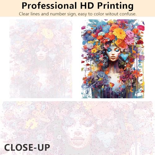 TUMOVO Paint by Number Kit for Adults Beautiful Women | women 16x20 inch unframed canvas with acrylic paints and 3 brushes, DIY gift for adults and relaxing DIY craft. - color: Womens