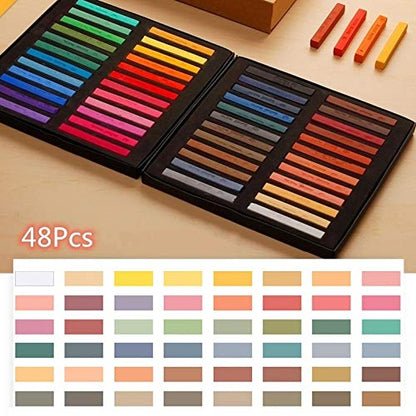 Non Toxic Artist Pastels,Square Soft Pastels Set,Chalks 12/24/36/48 Colors Soft Dry Pastel Artist Chalk Pastel Sticks for Office School Art Drawing Painting Supplies Professional Art Pastel (48Pcs) - color: 48Pcs