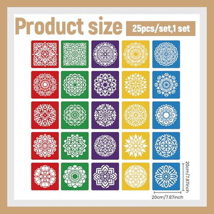 CUTHOLLOW Animals Fruit Plant Stencils, 24PCS 8-Inch Reusable Plastic | 24PCS 8-Inch Animals, Fruit & Plant Shapes, Reusable Washable Plastic, Painting, Crafts, Wall Art & Sidewalk Chalk - style: Mandala
