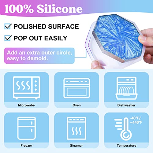 LET'S RESIN 18 Pcs Coaster Resin Molds Silicone, Coaster Molds - size: Thin Coaster
