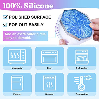LET'S RESIN 18 Pcs Coaster Resin Molds Silicone, Coaster Molds - size: Thin Coaster