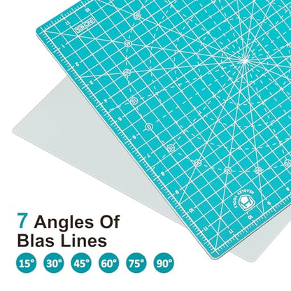 12"x12" Rotating Cutting Mat, Self Healing Mat with 360-Degree Rotation & Anti-Slip Base, Sewing Board Cutting Mat Perfect for Fabric Quilting Leather Hobby Project, Light Blue - color: LIight blue, size: 12"L x 12"W