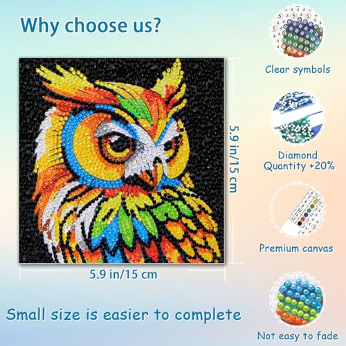 UiSdfuy Diamond Art Kits for Kids, Arts & Crafts Ages 8-12,Diamond Art for Boys Girls,Gem Art 4 Pack Diamond Painting 6"x 6" - Lion Owl Leopard Parrot - color: 4-Lion