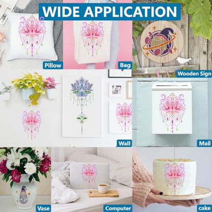 MAYJOYDIY Mandala Lotus Stencils, 11.7 x 8.3 inches, 4 Pieces with Paint Brush, for DIY Crafts - color: Mandala Lotus