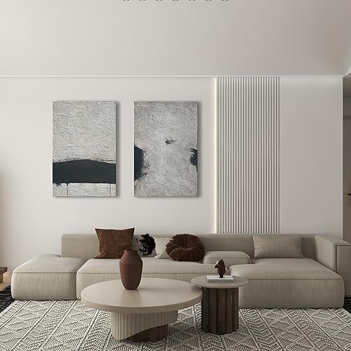 NANKAI Hand-Painted Minimalism Black and Gray Art Oil Painting Canvas Abstract Oil Painting Wall Art 36x24 Inch Home Wall Decoration - color: Nkhb076