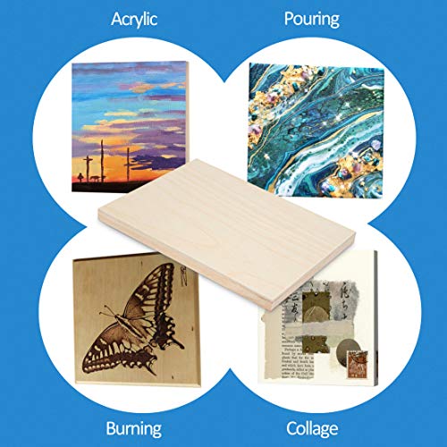 4 Pack 9x12’’ Unfinished Birch Wood Panels Kit for Painting | Studio 3/4’’ Deep Wooden Canvas, Cradle Boards for Acrylic Pouring, Art, Crafts, Epoxy Resin, Laser Engraving Cutting - size: 9'' x 12'' Studio