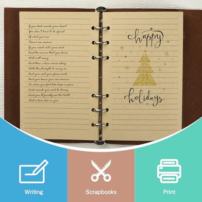 Refills Lined Paper, MALEDEN Refillable A6 Paper for 5x7 Journal Notebook Inserts 200 Lined Pages - color: Kraft, size: A6