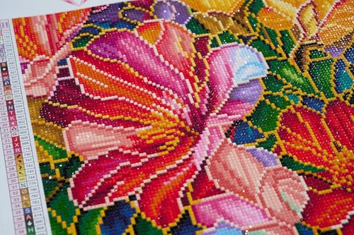 DIAMOND ART CLUB Stained Glass Flower Diamond Art Kits for Adults | Premium Diamond Painting Kit, Fun DIY Crafts for Adults, Round Diamond Art Canvas, 13" x 13" (32.8 x 32.8 cm) - color: Stained Glass Flower