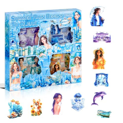 428Pcs Summer Scrapbook Stickers for Scrapbooking Supplies, 100 Sheets Transparent PET Scenery Journal Stickers for Journaling, Junk Journal, Scrap Book, Card Making, Collage, DIY Crafts Arts - color: Summer Rain Just Clears Up