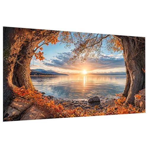 ATDMS Large Diamond Art Kits for Adults, Landscape Diamond Painting Kits | DIY 5D Full Drill Sunset Diamond Painting Kits for Adults, Lake Gem Art Kits for Home Wall Decor, 27.5x15.7 Inch - color: Sunset 29