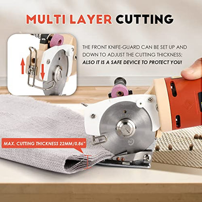Electric Rotary Fabric Carpet Cutter Heavy Duty Multi-layer Fabric Scissors