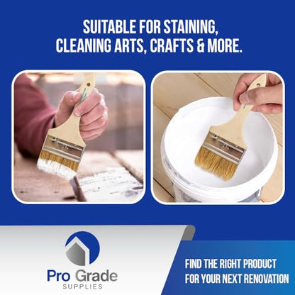 Pro Grade 3" Chip Brushes, Disposable Paint Brushes, for Epoxy, 24 Pack | Natural bristle, wood handle | Value Pack | For Resin & Deck Coatings | Cabinets, Furniture, Fences