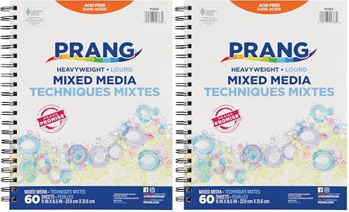 Prang (Formerly Art Street) Mixed Media Journal, Heavyweight, 8.5" x 11", 60 Sheets (Pack of 2) - size: 60 Count (Pack of 2)