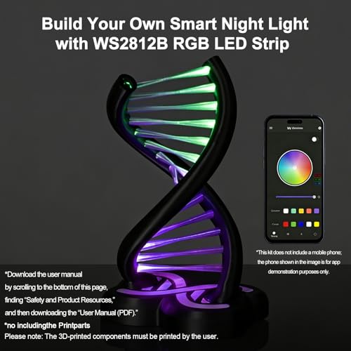 LED Light Box Kit for 3D Printed Light, RGB LED Strip Lights for Bambu Lab 3D Printer WS2812B, Smart App Control Small Lamp for MakerWorld DIY Models, USB 5V (5M/16.4FT APP & IR Control) - style: 5M/16.4FT