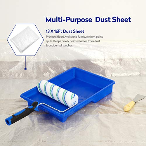 NANJA 13x16Ft Plastic Drop Cloth 1 Mil Clear Tarp for Painting,Furniture | Clear waterproof drop cloth. Protects floors, furniture, carpets from spills & dust.