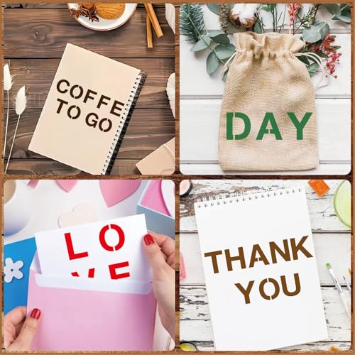 Large Letter Stencils 36pcs 5 Inch Number Alphabet Reusable Plastic Templates Craft Stencil Paint Template Signs for Road, Wall, Wood, Mailbox（5in） - size: 5in
