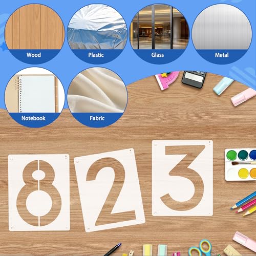 10PCS Number Stencils,8 Inch Plastic Number Stencils Paint Templates - size: 8 Inch