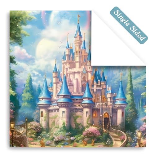 Scrapbook Paper, 24 Sheets 6"×6" 160gsm Single-Sided Patterned Cardstock - color: 24 sheets-dream castle