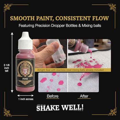 Ludus Bellum Miniature Paint Pink Color 18ml Precision Dropper Bottle | Professional Acrylic Paint for Miniatures & Models, Provides Quality Acrylic Tones and Shades for Warhammer 40K D&D Figures - color: Pink