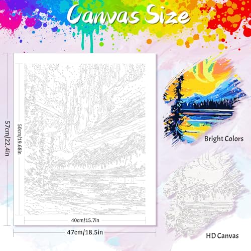 Yunnuo Northern Lights Paint by Numbers Kit for Adults Beginner, Landscape Aurora Scenery Number Painting with Brush and Acrylic Paint for Gift and Home Wall Decor 16x20 Inch - color: B-007-Aurora