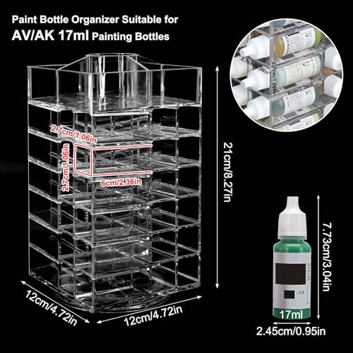 Evemodel 6-Tier Spinning Paint Organizer Rack for 48 Bottles, Rotating Tower Craft Paint Storage Holder Stand SN02