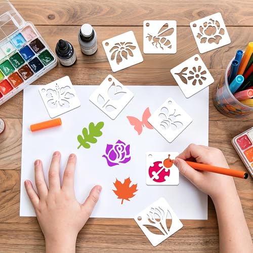 100Pcs Flower Stencils 1.5Inch Small Floral Leaf Stencil for Craft Painting | Reusable Stencils,Wildflower Butterfly Stencil,Floral Stencil,Drawing Templates,Scrapbook,Classroom,Projects,Wood,Sign,Wall - size: 1.5 Inch