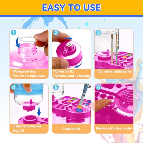 Upgraded Paint Brush Cleaner Tool,Brush Rinser Cup Painting Running Water Circulation Art Supplies for Acrylic,Watercolor and Water Based Creative Gift for Adult Artist Beginner and Painter - color: Purple