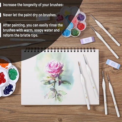 Mr. Pen- Detail Paint Brushes Set, 9 pcs, White, Miniature Paint Brushes - color: White