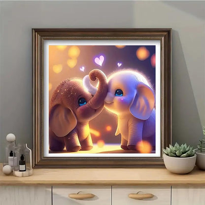CXYQLC DIY 5D Diamond Painting Kits for Adults Diamond Art Elephant Love Diamond Painting Full Drill Crystal Rhinestone Embroidery Craft Kits for Home Wall Decor Gifts 11.8x11.8inch