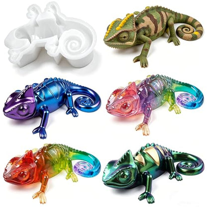 3D Chameleon Epoxy Resin Molds, Deep Lizard Animal Silicone Molds Reusable - color: Chameleon Resin Molds