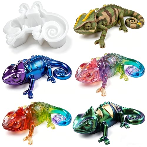 3D Chameleon Epoxy Resin Molds, Deep Lizard Animal Silicone Molds Reusable - color: Chameleon Resin Molds