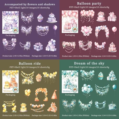 60 PCS Exquisite Fantasy Wishing Balloon Glitter Shiny PET Sticker - color: Wishing Balloon