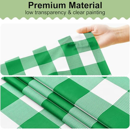 misaya 4 Packs 54 x 78 Inch Buffalo Disposable Table Cloth, Waterproof Plastic Tablecloth, Rectangle Green and White Checkered Table Covers for Picnic, Birthday, Party, Back to School - color: Green and White, size: 54" X 78"