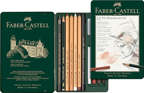 Faber-Castel 112975 PITT Monochrome Tin Set ,12 Piece - size: 12 Count (Pack of 1)