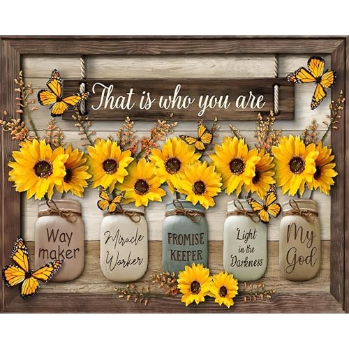 Camocin Paint by Numbers Kit for Adults - Sunflower Adult Paint by Number Kits on Canvas Without Frame for Beginner, Inspirational Oil Painting by Numbers Kit for Gift Home Wall Decor 16x20 Inch - color: Belief-1