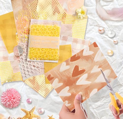 BADAO 90 Sheets Sticker Scrapbook Paper Supplies for DIY | 6 Pack Mesh Fabric Scrapbooking Kits,5.11x7.08Inch Textured Aesthetic Paper Scrap Book Material for DIY Decorative Mixed Set