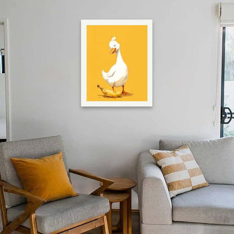 Share Young Goose and Banana Paint by Numbers Kit for Adults - DIY Funny Goose Painting on Canvas 16x20In, Frameless Acrylic Paint Set, Suitable for Beginners, Art for Home Decoration or Gifts