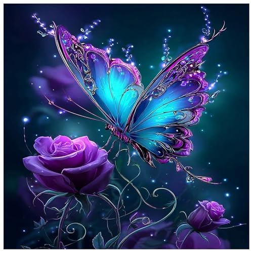 Lophomie Diamond Art Kits for Adults, 5D Butterfly Diamond Painting Kits - color: Butterfly Diamond Art, size: 13.8x13.8in (35x35cm)