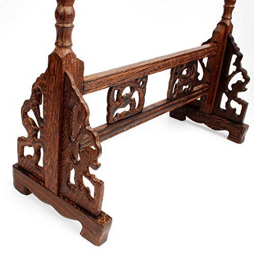 NWFashion Wood Carving Calligraphy Sumi Brush Hanger Calligraphy Rosewood Stand Shelf 12pins Chinese Brush Holder … (brush holder) - color: brush holder