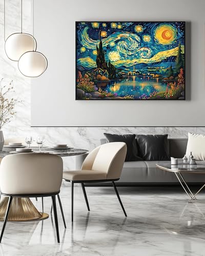 Starry Night Diamond Art Kits for Adults, Van Gogh Diamond Art 12X16 Inch - color: Landscape 02