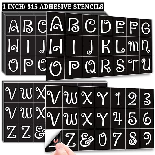 1 Inch Letter Stencils Numbers Templates 315 Adhesive Stencils for Painting, Glass Etching & Wood Burning Sticker Stencil Letters Numbers for DIY Crafts, Fabric, Mailbox, Art Projects, etc (PengStik) - style: 1 inch PENGSTIK