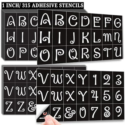 1 Inch Letter Stencils Numbers Templates 315 Adhesive Stencils for Painting, Glass Etching & Wood Burning Sticker Stencil Letters Numbers for DIY Crafts, Fabric, Mailbox, Art Projects, etc (PengStik) - style: 1 inch PENGSTIK