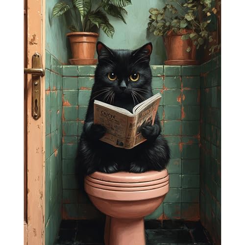 obterie Black Cat Paint by Numbers Kit for Adults Beginner Animals Oil Painting Kit Adult Paint by Number Kits on Canvas DIY Painting for Beginners Art by Numbers for Gifts Home Wall Decor 16x20 Inch - color: YF031