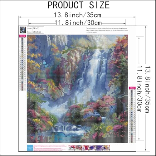 SHICERNHJ 5D Diamond Painting Kits for Adults Beginner,Waterfall Landscape Diamond Art Kits,DIY Full Drill Diamond Painting Kits Arts and Crafts for Adults Home Wall Deco 14 x 14 Inch - color: SH147