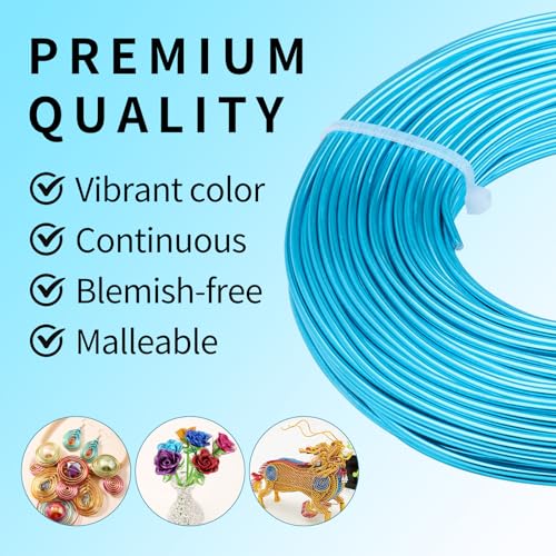 12 Gauge Aluminum Craft Wire for Jewelry Making, 32.8FT Bendable Metal Wirefor Bonsai Armature(Lake Blue) - color: Lake Blue