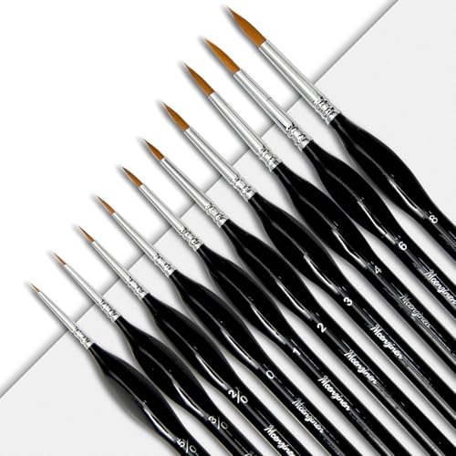 10 Pcs Exquisite Detail Paint Brush Set | Copper Tube, Double-Wire Binding, Birch Wood Triangular Grip for Oil, Watercolour, Acrylic & Digital Art - color: 10pcs Black Pointed Tip Paintbrushes Set
