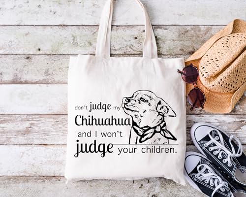 Pet Studio Art Don't Judge My Dog Tote Bag - color: Chihuahua